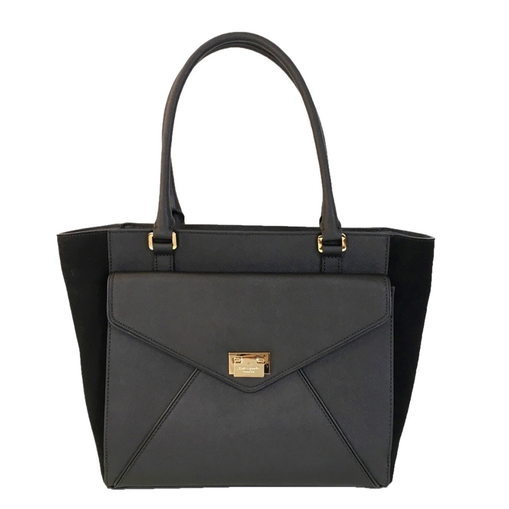 ♠️kate spade Johanna Wesley Place Black Leather & Suede Tote. Pristine Condition
